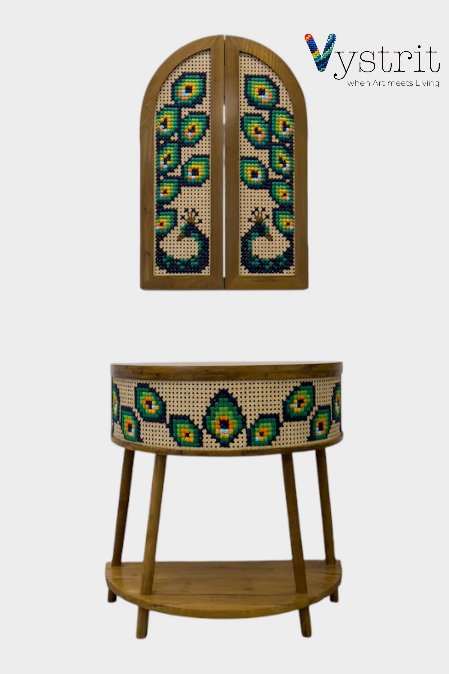 Console Table, Mirror with Doors, Combination - Majestic Peacock