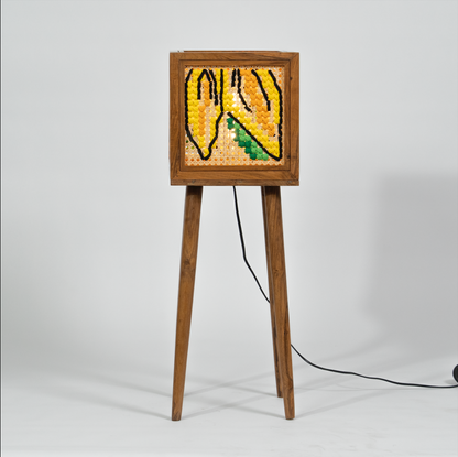 Teakwood Floor Lamp with Art