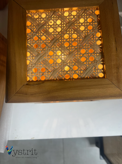 Teak Wood Cube Lamp 7"