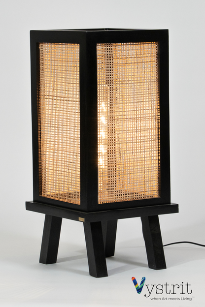 Solid Wood Floor Lamp-  Black