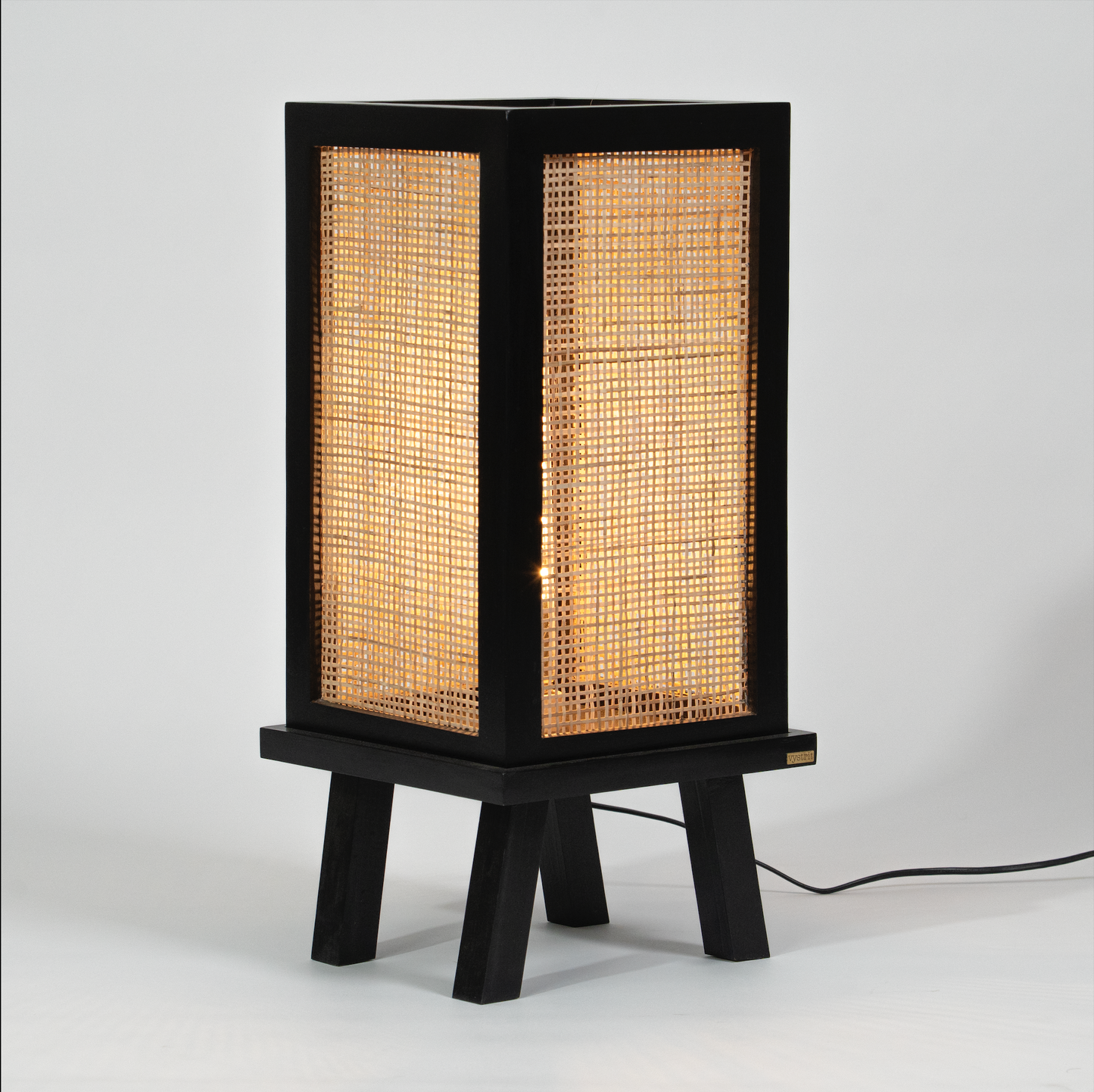 Solid Wood Floor Lamp-  Black