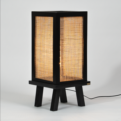 Solid Wood Floor Lamp-  Black