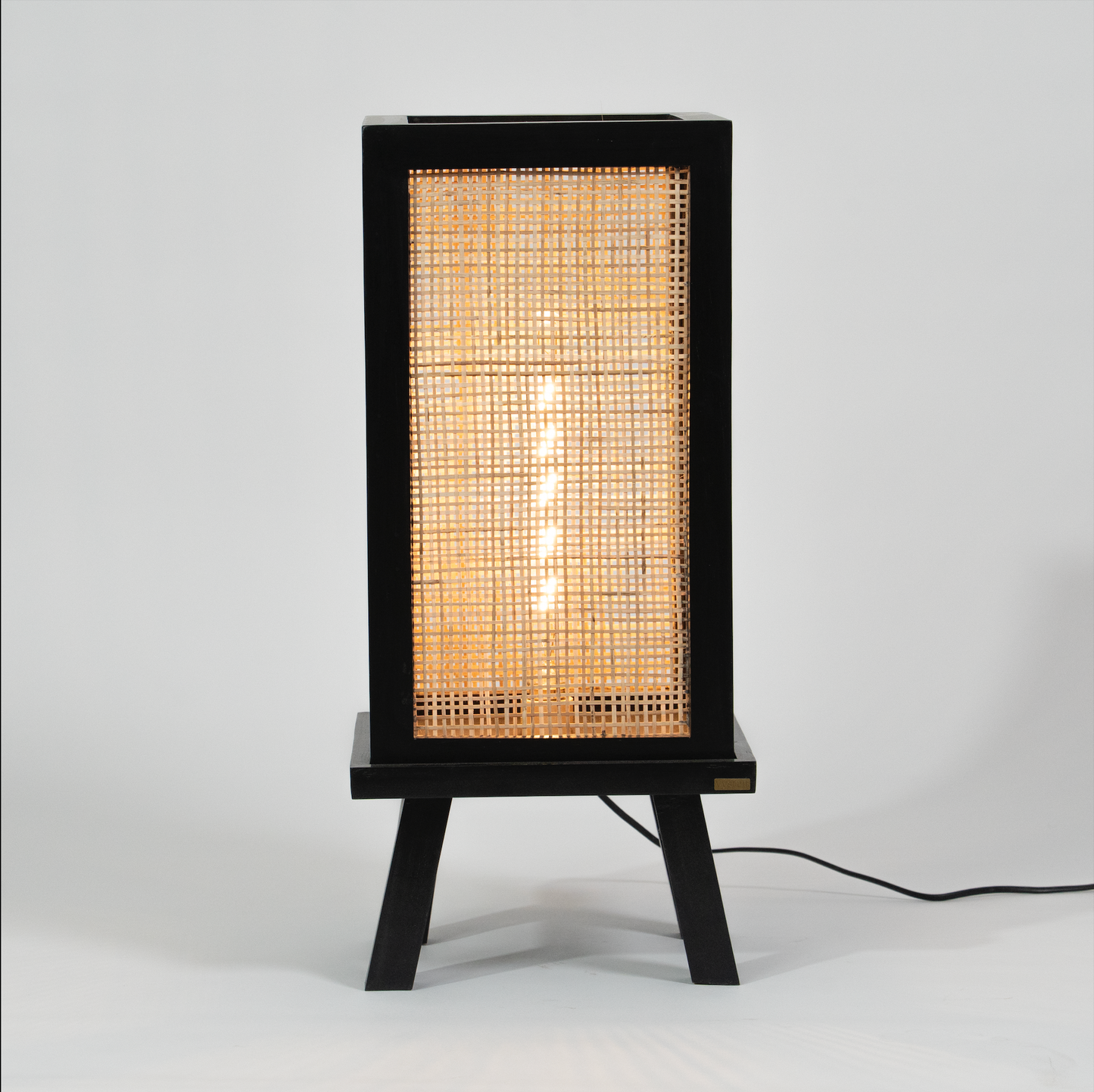 Solid Wood Floor Lamp-  Black