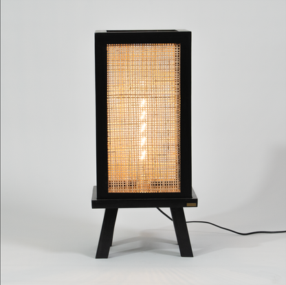 Solid Wood Floor Lamp-  Black
