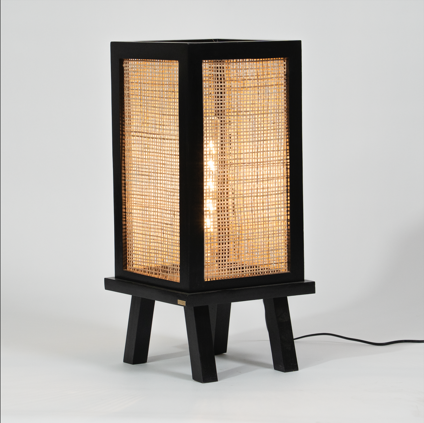 Solid Wood Floor Lamp-  Black