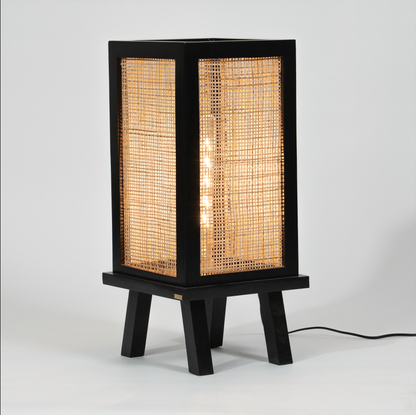 Solid Wood Floor Lamp-  Black