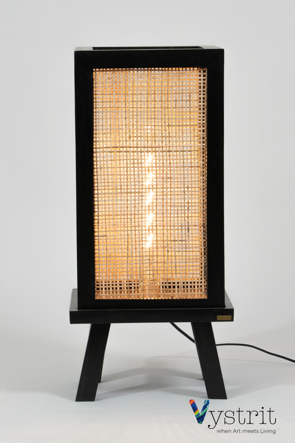 Solid Wood Floor Lamp-  Black