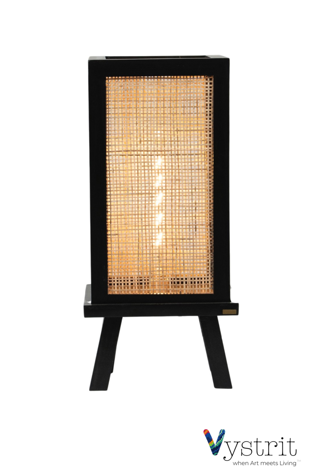 Solid Wood Floor Lamp-  Black