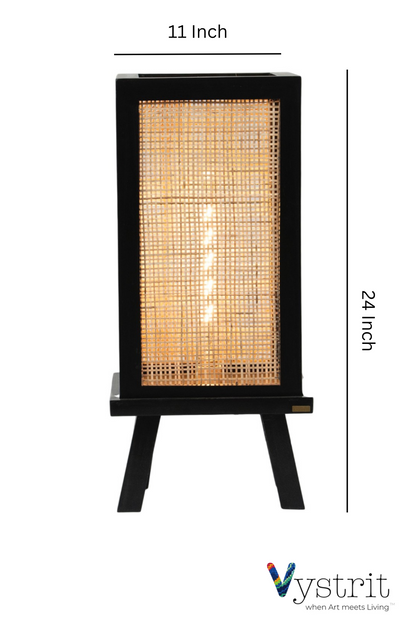 Solid Wood Floor Lamp-  Black