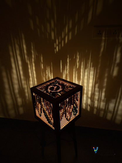 Teakwood Floor Lamp with Art