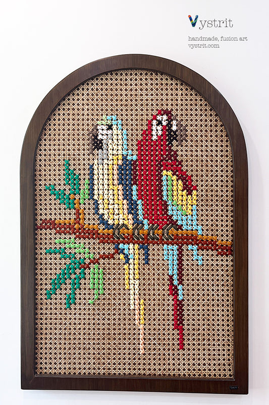 Conures on a branch - 4.8ft x 3.2ft