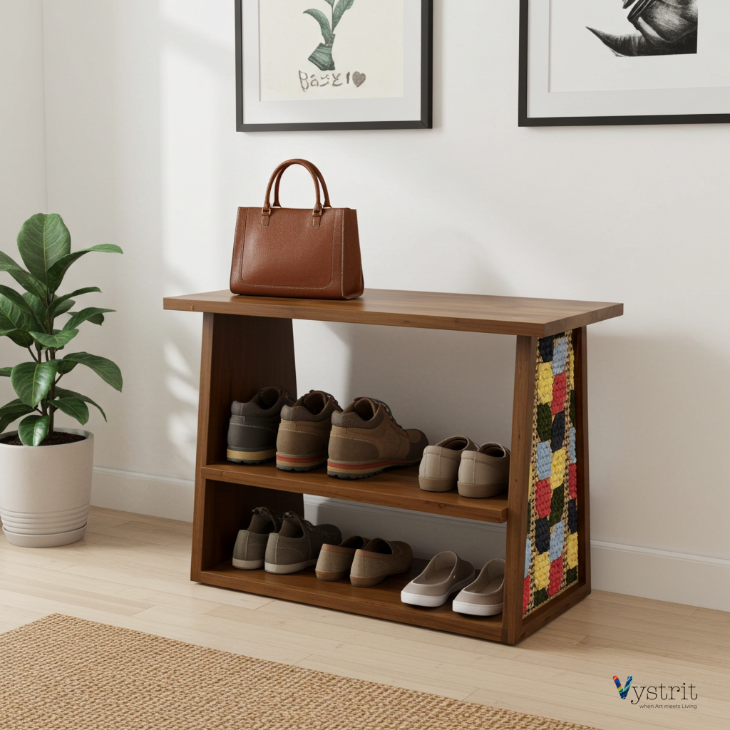 Stride Weave - Geometric Art Shoe Rack