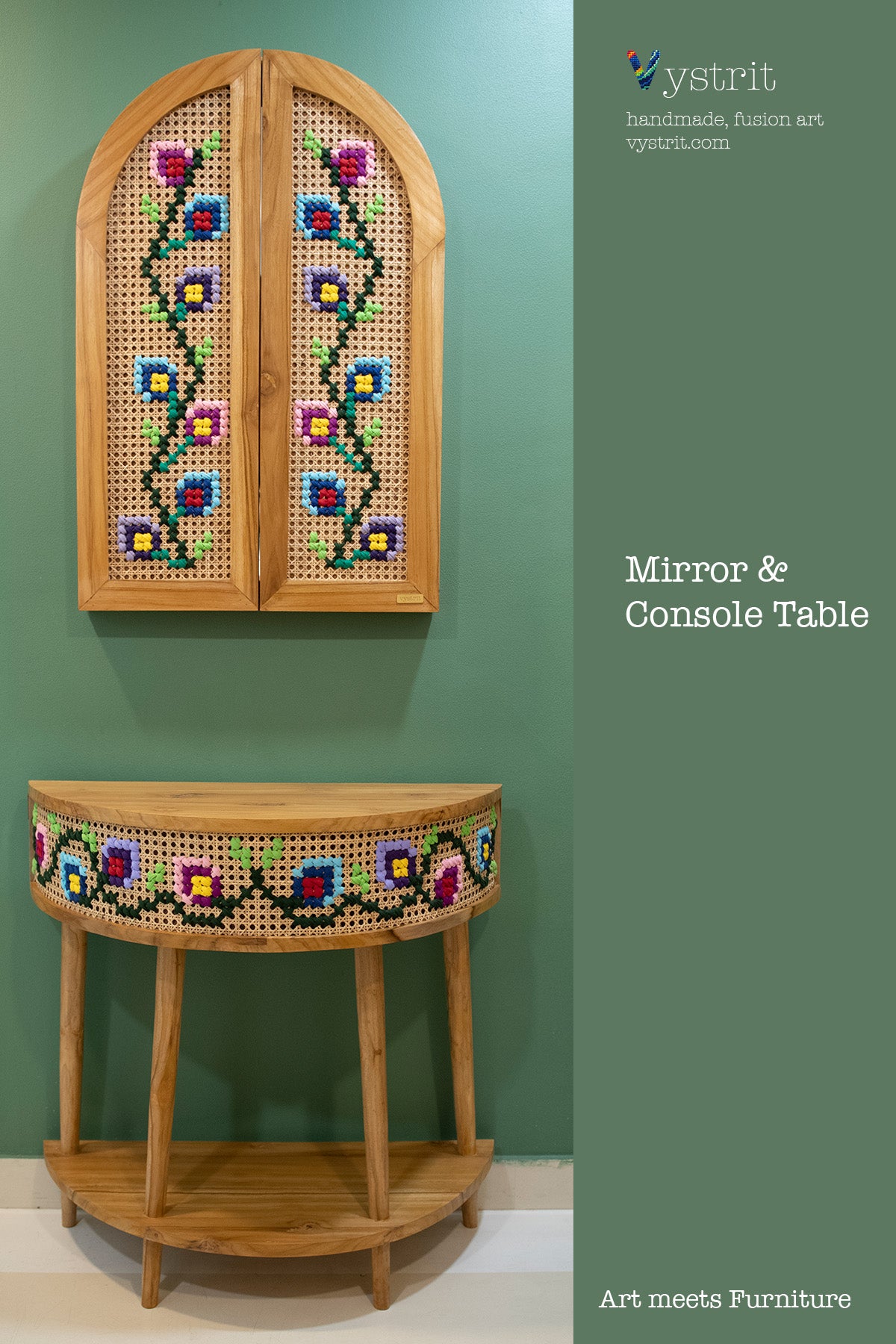 Console Table, Mirror with Doors, Combination