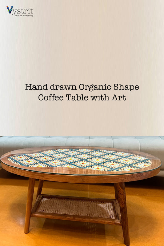 Organic Shape Coffee Table - hand drawn oval 36 inch x 24 inch