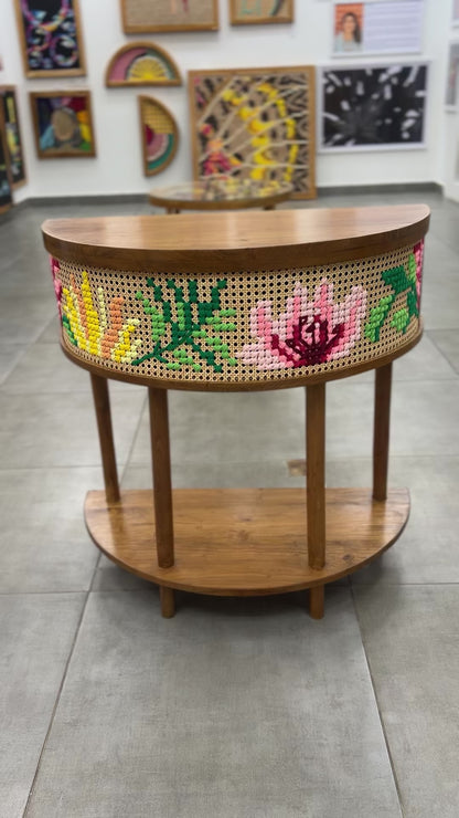 Console Table, Mirror with Doors, Combination - Bright Floral