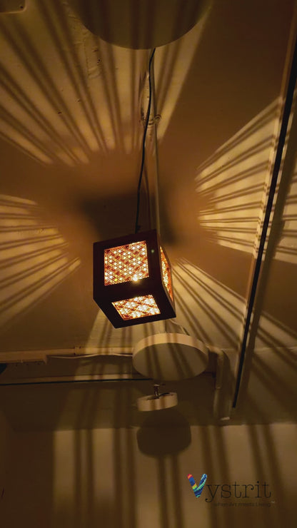 Teak Wood Cube Lamp 7"